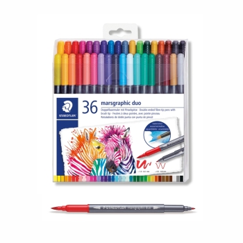 ROTULADORES STAEDTLER DOBLE PUNTA PERMANENTE 36 COLORES. Escolar y